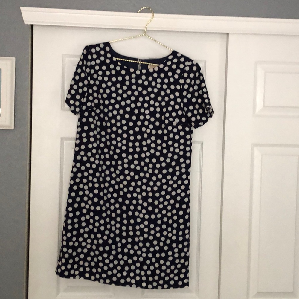 J Crew navy polka dot dress